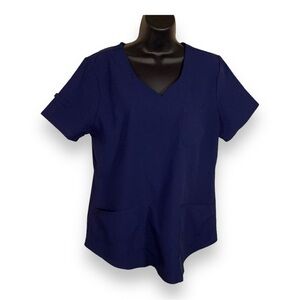 MEDIUM SCRUBSTAR DARK BLUE TOP SHORT SLEEVE VNECK LIGHTWEIGHT